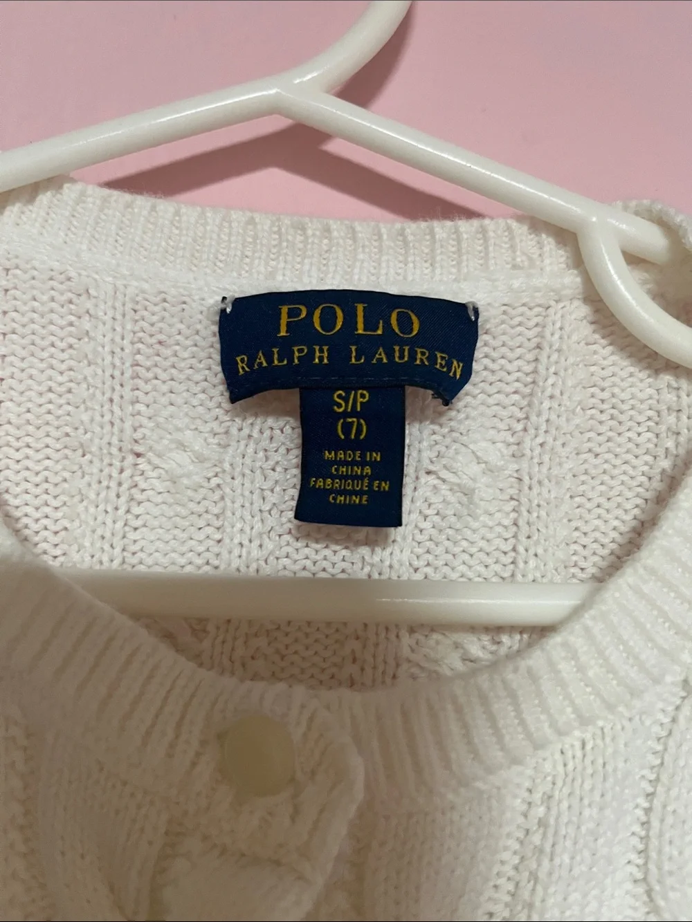 Ralph Lauren Cream Cable-Knit Button Front Cardigan with Peplum